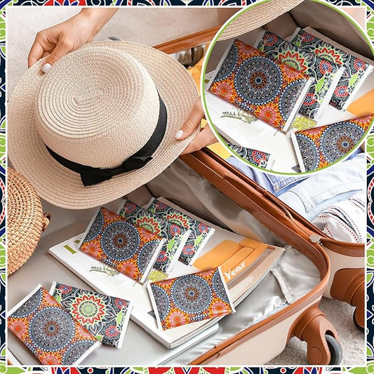 50 Pack Summer Mandala Floral Pocket Tissues Individual Packs Bulk 3 Ply Flower Facial Wallet Tissue Travel Packs for Summer Wedding Birthday Party Supplies