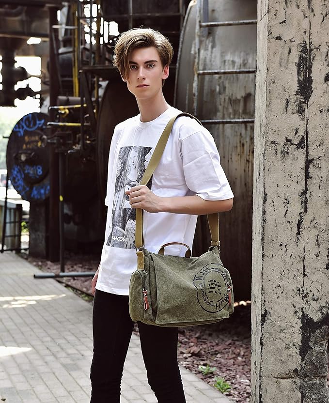 FSD.WG Satchel Messenger Bag for Men Canvas,Travel Shoulder bag 13.5" Laptop Bags