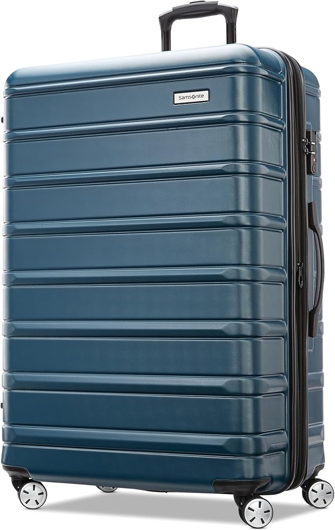 Samsonite Omni 2 28-Inch Large Checked Hardside Luggage with 360° Spinner Wheels - Scratch Resistant Hardshell - TSA Lock - Expandable Polycarbonate Shell for Lightweight Travel - Nova Teal