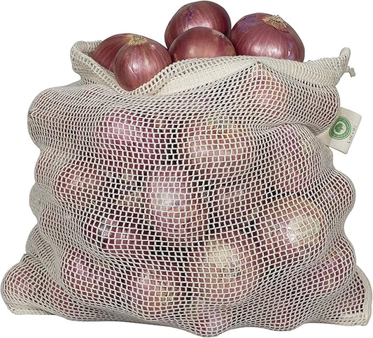 Mesh Grocery Bags - Veggie Bags Reusable - Reusable Mesh Fruit, Vegetable Bags - Eco-friendly Produce Bags - Cotton Net Bags for Produce - Reusable Bags for Produce | 6 Bags (3 XL, 3 L)