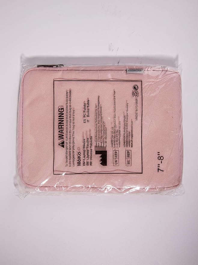 MoKo 7-8 Inch Tablet Sleeve Bag, Polyester Pouch Cover Case Fits iPad mini (A17 Pro) 8.3" 2024, iPad mini 6/5/4/3/2/1, Samsung Galaxy Tab S2 8.0, Tab A 8.0, ZenPad Z8s 7.9,Pink
