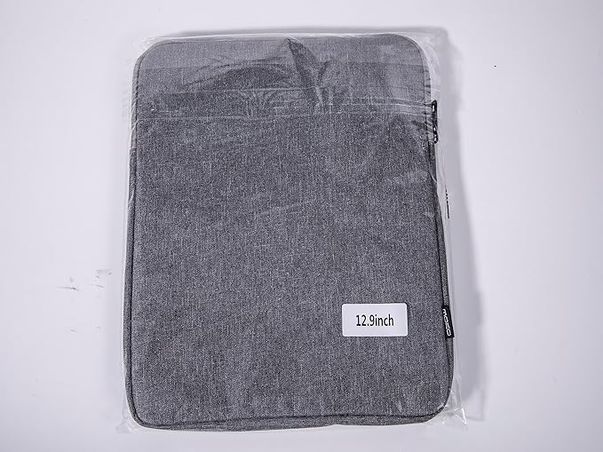 MoKo 12.9 Inch Tablet Sleeve Fits 13 Inch New iPad Pro M4 & Air M2 2024,iPad Pro 12.9 M2&M1,Galaxy Tab S8+/S9+ 12.4,Polyester Bag Fit with Apple Pencil or Smart Keyboard, Light Gray