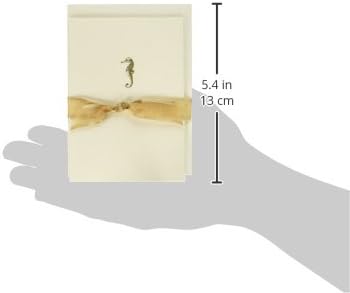 Graphique Seahorse La Petite Presse Boxed Notecards - 10 Embossed and Embellished Gold Foil Seahorse Blank Cards with Matching Envelopes, 3.25"" x 4.75""" (L1329CB)