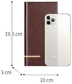 Long Genuine Leather Wallet for Men Large Capacity Cowhide with Zipper Closure Multiple Card Slots Gifts for Men (Coffee)