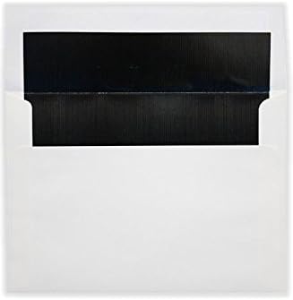 LUXPaper A8 Foil Lined Invitation Envelopes | Peel & Press | 5 1/2" x 8 1/8" | White w/Black LUX Lining | 60lb. Text | 50 Qty