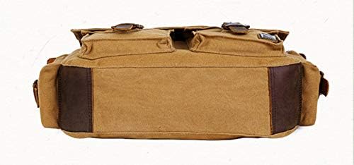 Sechunk Vintage Military Leather Canvas Laptop Bag Messenger Bags Medium