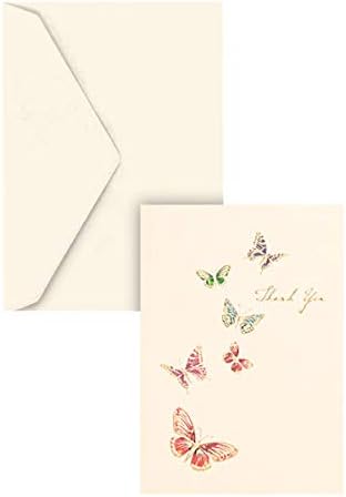 Graphique Butterflies La Petite Presse Boxed Thank You Notes - 10 Cards with Matching Envelopes and Storage Box, 3.25" x 4.75"
