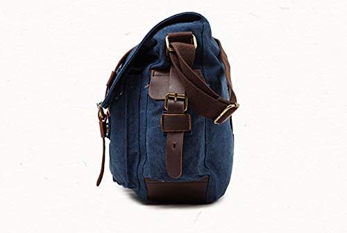 Sechunk Vintage Military Leather Canvas Laptop Bag Messenger Bags Medium