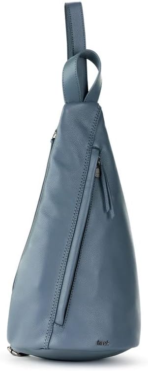 The Sak Geo Sling Backpack in Leather, Convertible Design, Maritime