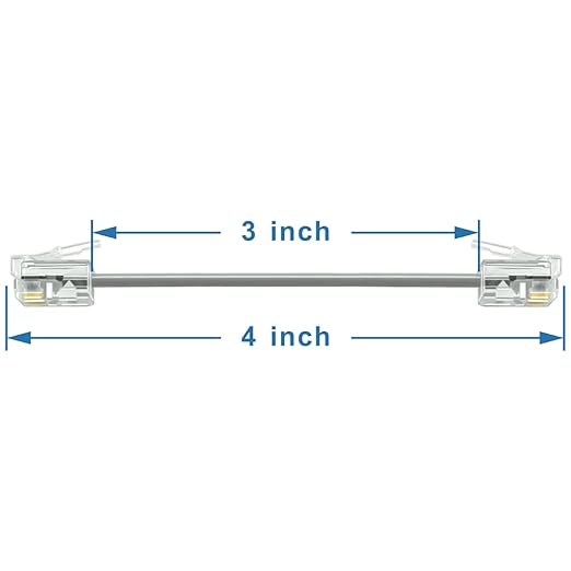 NECABLES 4Pack 3 Inch Short Telephone Cord Phone Cable Wall Phone Cord for Landline RJ11 6P4C Male to Male