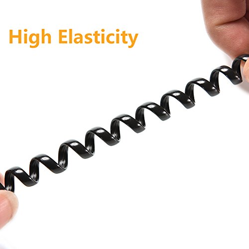 Uvital Telephone Phone Handset Cable Cord, Coiled Length 0.72 to 4.5 Feet Uncoiled Landline Phone Handset Cable Cord RJ9/RJ10/RJ22 4P4C(Black) (4.5ft)