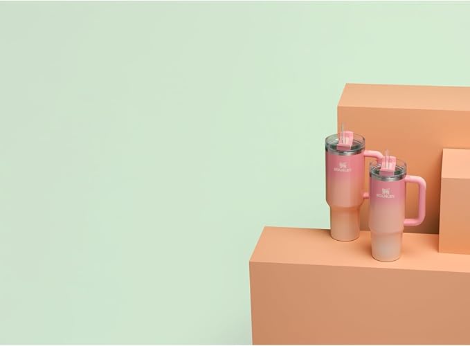 STANLEY Quencher H2.0 Tumbler with Handle and Straw 40 oz | Flowstate 3-Position Lid | Cup Holder Compatible for Travel | Insulated Stainless Steel Cup | BPA-Free | Pink Mesa Sunset