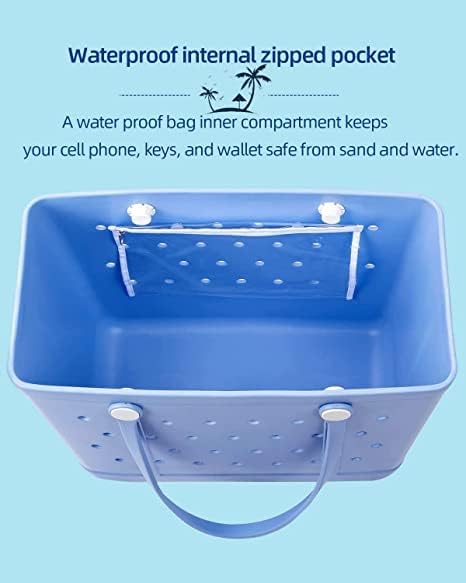 Beach Bag，Rubber Tote Bag ，Washable Tote for Boat Pool Sports Gym