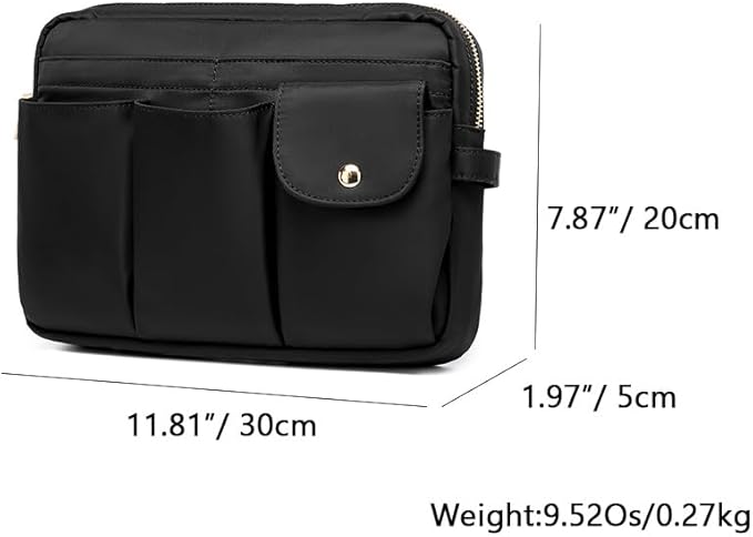 Storage Bag Cosmetic Bag for Women, Travel Makeup Bag Zip Up Bag Cute Makeup Bag Perfect Storage for Cosmetics, Black/Nylon