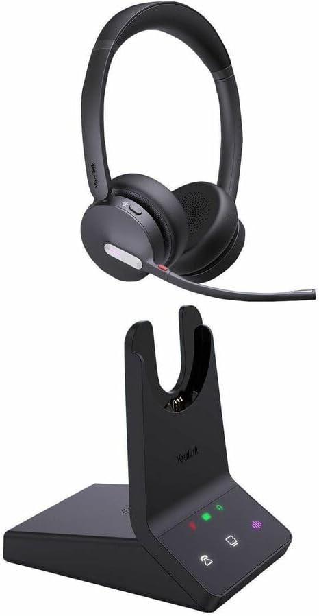 Yealink WH64 Hybrid with DECT Dongle, 492ft Range, 32 Talk Time Bluetooth Headset for Teams, Zoom Skype UC, 3X Mic Noise Cancelling, Headset PC Phone