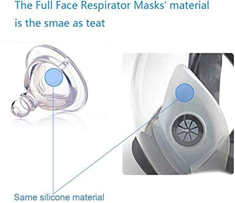 17 in 1 Full Face Large Size Respirator,Reusable Full Face Respirator Widely Used in Organic Gas,Paint Sprayer, Chemical,Woodworking,Dust Protector, Medium