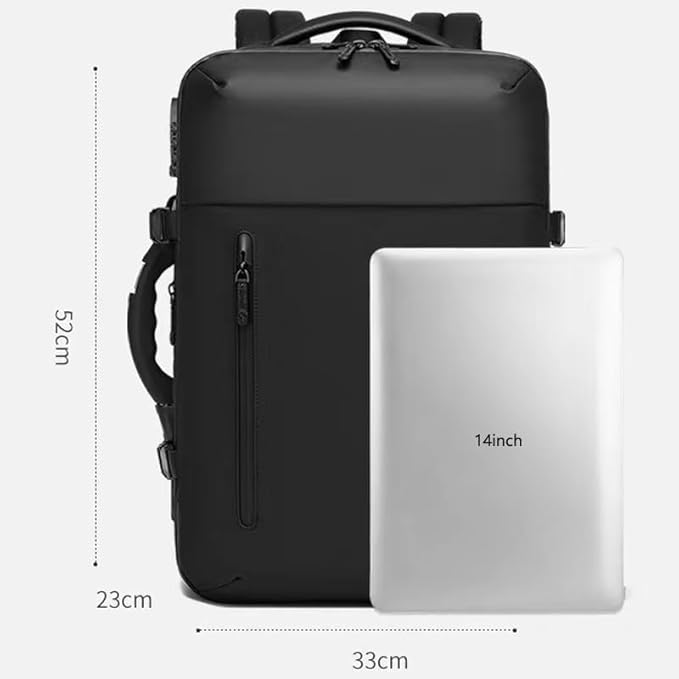 55L Travel Backpack with Built-in Vacuum Seal Backpacks Exapandable Waterproof Air Compression with electronic scale TSA Lock Carry-On Suitcase Luggage Laptop Bag Black