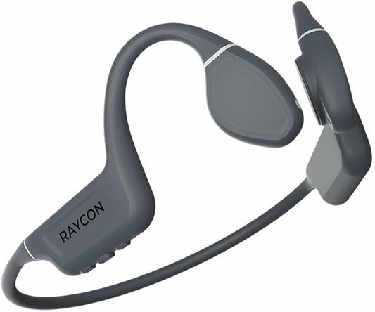 Raycon Bone Conduction Headphones, Open-Ear Bluetooth Sports Earbuds with Mic, IP68 Water Resistant Headset for Workout and Running, 13hr Playtime (Gray)
