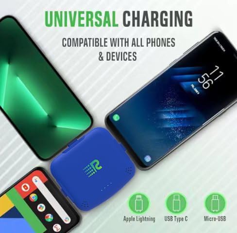 Universe 3 in 1 Portable Charger – 3300mah, 2.4A High-Speed Fast Charging Compatible with iPhone and Android Lightning, Type C, Micro-USB Charges 3 Devices at a Time Pre-Charged RC33 Blue