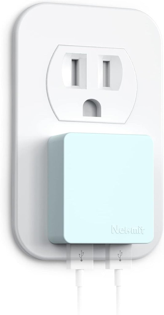 Nekmit Flat USB Wall Charger, Dual Port Slim USB Wall Charger with Smart IC for iPhone 14/14 Pro/14 Pro Max/13/13 Pro/13 Pro Max/12/12 mini/12 Pro, Galaxy, Pixel, iPad Pro, AirPods and More, Blue