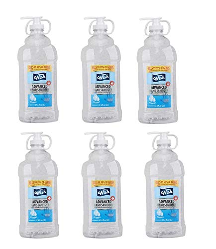 Wish Hand Sanitizer 67.6oz (6-Pack) with Vitamin E, Pump And Carry Handle- 62% Ethyl Alchol-(6-Pack)