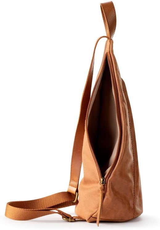 The Sak Geo Sling Backpack in Leather, Convertible Design, Tobacco