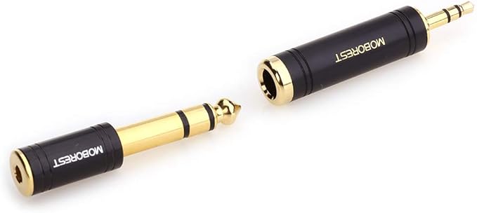 MOBOREST 3.5mm M to 6.35mm F Stereo Pure Copper Adapter, 1/8 Inch Plug Male to 1/4 Inch Jack Female Adapter, Can be Used Conversion Headphone adapte, amp adapte, Black Fashion 2-Pack