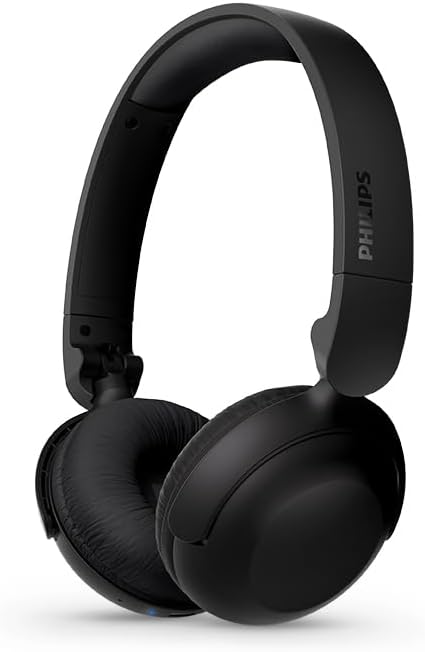 Philips TAH2209 On-Ear Wireless Bluetooth Headphones, Lightweight Foldable Headset with 32mm Drivers, Dynamic Bass, 25H Playtime, Fast USB-C Charging, Clear Calls, Multipoint Pairing – Black