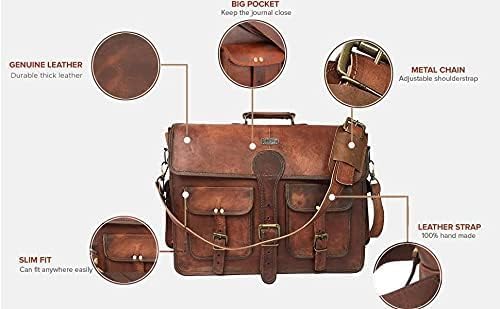 cuero Leather Messenger Bag for Men & Women, 12 Inch Laptop Crossbody, Vintage Handmade Leather Unisex Shoulder Satchel Bag, Full Grain Business Briefcase for iPad/Office/Work/Travel - Brown