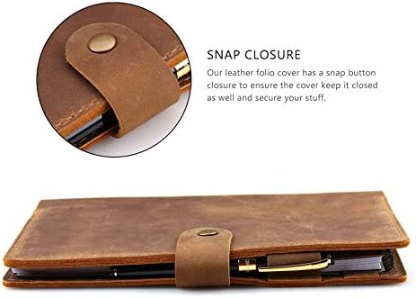 Robrasim Leather Cover for 6"x9" Steno Notebook, Leather Folio Cover Compatible with 6x9 Spiral Steno Pads, A5 Notebook Organizer with Pen Loop - Brown