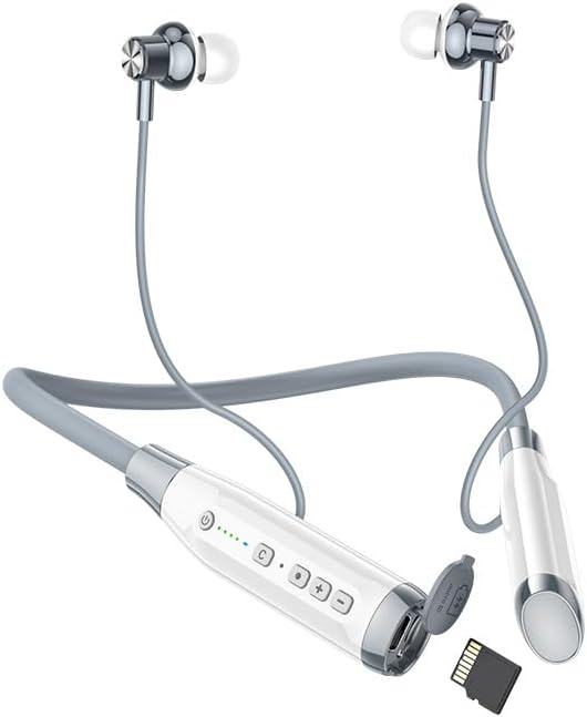 Neckband Bluetooth Headphones 100H Playtime IPX6 Waterproof Earbuds Magnetic in-Ear Wireless Earbuds Deep Bass Headset Wireless Stereo Neckband with Mic Home Traveling Outdoor Business Trips（White