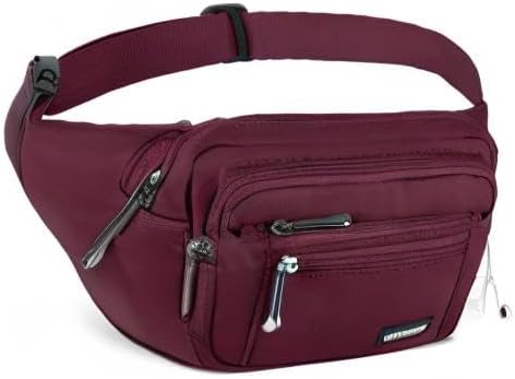 CXWMZY Fanny Packs For Women & Men Waist Pack Hip Bum Bag with Multi-Pockets Large Capacity Waterproof Casual Bum Bag for Disney Traveling Casual Cycling Running Hiking (Wine Red)