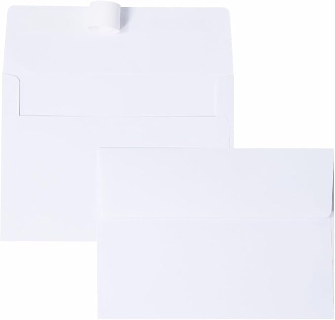 Keketer A7 White Printable 5x7 Envelopes 50 Pack Self - Seal, for 5x7 Cards, Weddings, Invitations, Baby Shower 5.25 x 7.25 Inches
