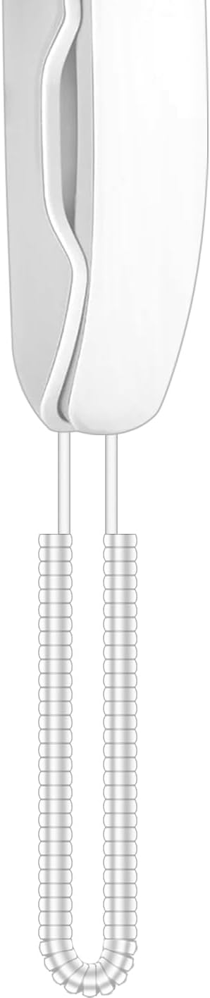 NECABLES 2Pack Phone Cord for Landline Telephone Handset Cord Curly Coiled Phone Cable RJ9 4P4C Male to Male White