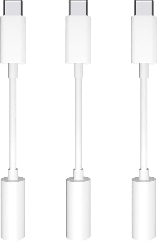 USB-C to 3.5 mm Headphone Jack Adapter, 3 Pack USB C to Aux Audio Dongle Cable Cord Compatible with iPhone 15 16 Series, iPad Pro, Galaxy S23/S22 Ultra Headphone Adapter