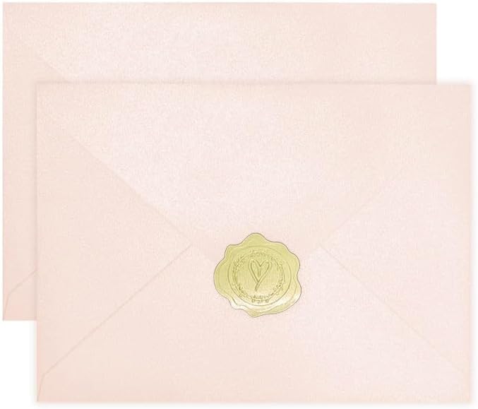 YINUOYOUJIA 50 PCS Pearl Brush Pink Envelopes A7,5 x 7 Brush Pink Shimmer Envelopes for Invitation,Perfect for Wedding Invitation Cards,Birthday RSVP Invite,5.25 x 7.25 inches