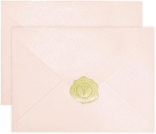 YINUOYOUJIA 50 PCS Pearl Brush Pink Envelopes A7,5 x 7 Brush Pink Shimmer Envelopes for Invitation,Perfect for Wedding Invitation Cards,Birthday RSVP Invite,5.25 x 7.25 inches