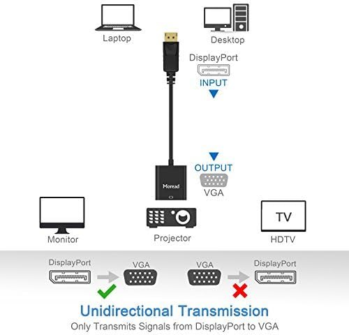 DisplayPort (DP) to VGA Adapter, 10 Pack, Gold-Plated Display Port to VGA Adapter (Male to Female) Compatible with Computer, Desktop, Laptop, PC, Monitor, Projector, HDTV - Black