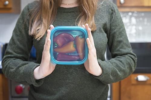 U Konserve Stainless Steel Food Storage Bento Box Container, Leak Proof Silicone Lid Dishwasher Safe - Plastic Free (15oz Teal)
