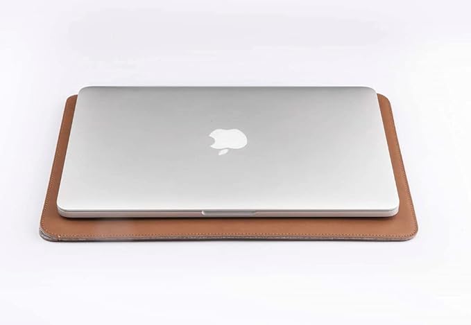 Comfyable Slim Laptop Sleeve 16 Inch Compatible for MacBook Pro 16-Inch M4 M3 M2 Pro/Max 2024, Faux Leather Protective 16-in Mac Cover Case, Brown