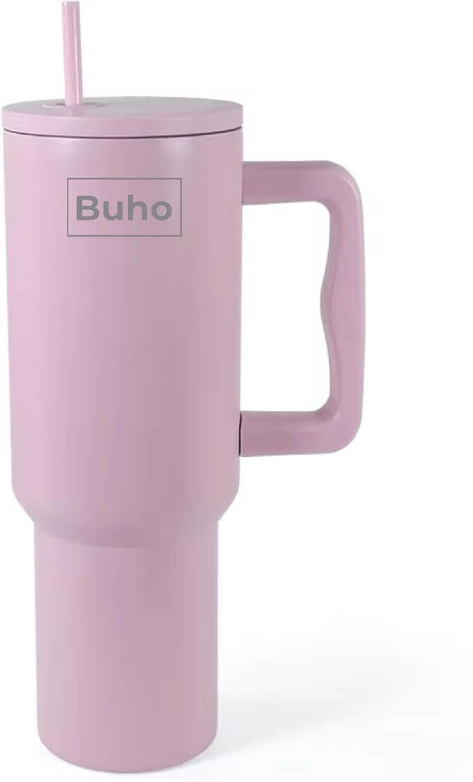 Outdoor Tumbler, 40 oz, Double-Wall Insulated, Ergonomic Handle with Lid Straw (Light Purple)
