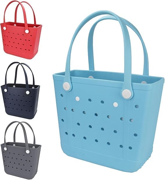 Beach Bag，Rubber Tote Bag ，Washable Tote for Boat Pool Sports Gym