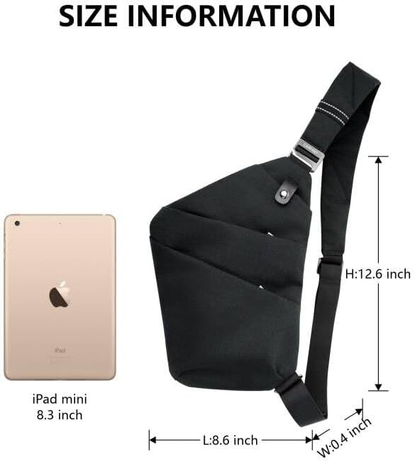 Anti-Theft Crossbody Sling Bag Unisex Slim Water Resistant Shoulder Bag Outdoor Casual Hiking Daypack