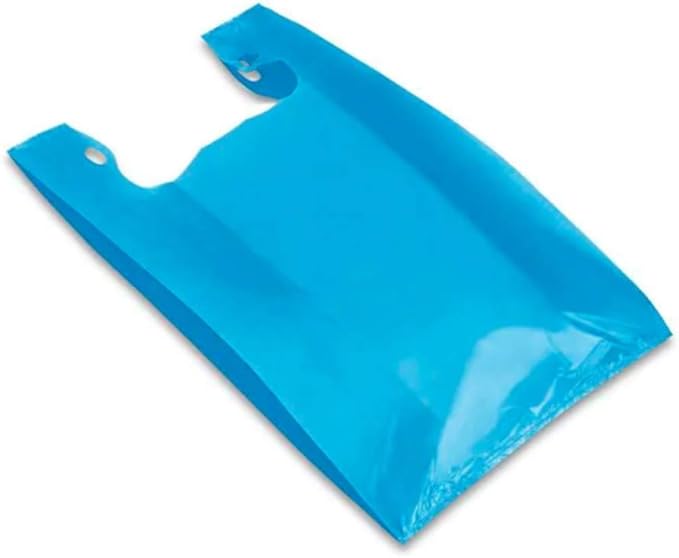100 pack- Grocery bags in multi color -Thick T Shirt Bags - Extra Long Grocery Bags- 12x22 fits std T-shirt holders (Blue)