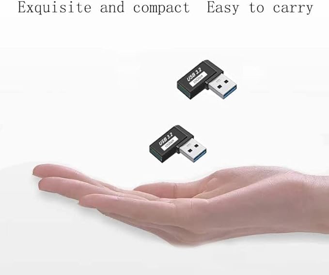 90 Degree Left and Right Angle USB 3.0 Male to Female Expansion Adapter,USB Extender Connector Adapter 2 Pack-Black