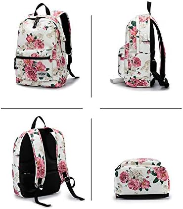 Kinmac Peony Pattern 15 inch Waterproof Laptop Travel Outdoor Backpack With USB Charging Port For 13 inch 14 inch and 15.6 inch Laptop