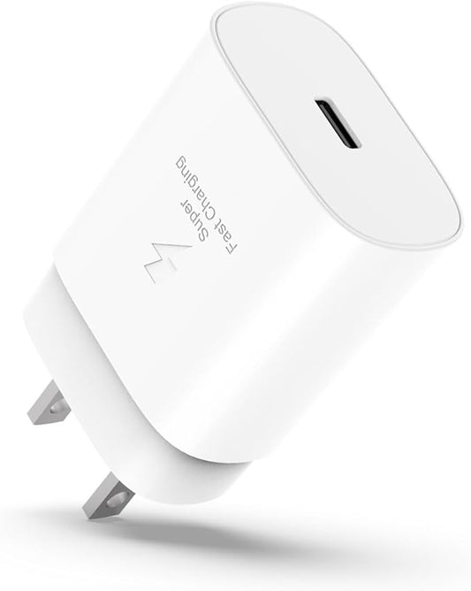 USB C Charger Block, 25W USBC Fast Charging Adapter Power Cube Wall Charger Plug for Samsung Galaxy S25/S24 Ultra/S23/S22/S21/S20/Z Fold 3/4/5/Note20, iPhone 16/15 Pro Max (White, 1 Pack)