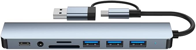 USB Hub USB C Hub USB Splitter 7 in 1 USB Extender with 4 USB Port 1 USBC Port TF/SD Card Reader Audio Output Compatible with MacBook/Pad Pro/Dell/HP Laptop/Phones…