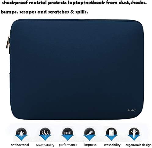 Laptop Bag Sleeve, Resistant Neoprene Laptop Sleeve/Notebook Computer Pocket Case/Tablet Briefcase Carrying Bag Compatible for 15 inch MacBook Pro, Ultrabook Notebook - (Dark Blue)