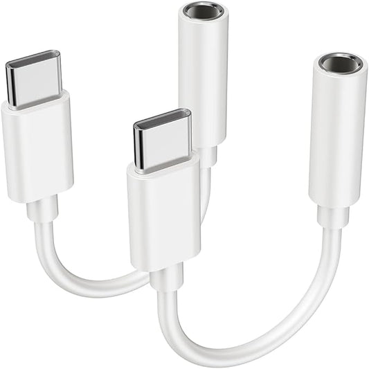 2PCS Type USB C to 3.5mm Female Headphone Jack Adapter, USB Type C to Aux Audio Dongle Cable Cord, Compatible with Samsung S20/S20+/S20 Ultra, Pixel 4/+ 4XL, and More USB C Devices
